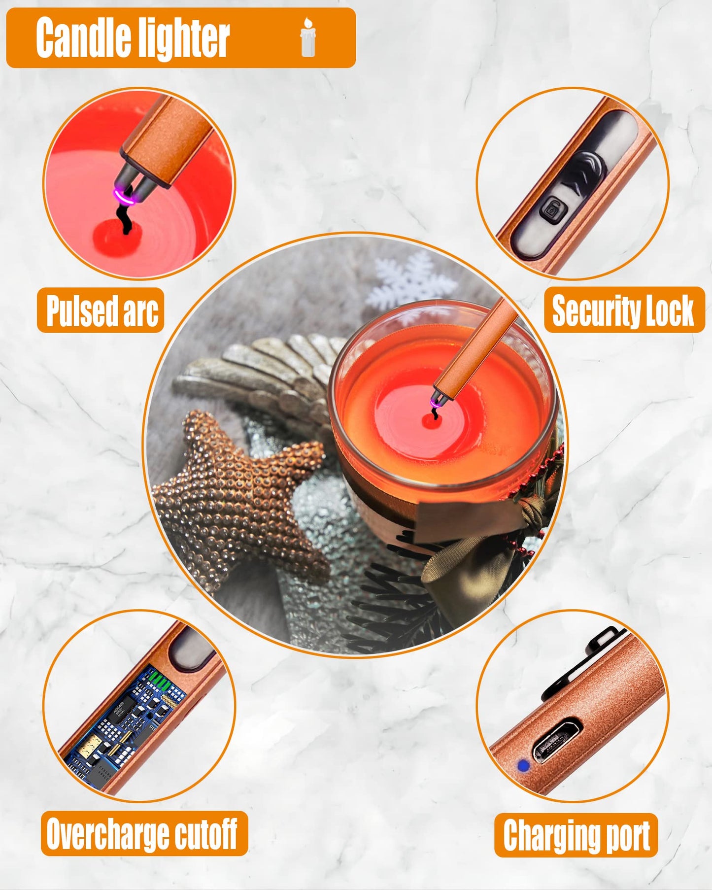 5 in1 Candle Accessory Set with Rechargeable Candle Lighter, Candle Wick Trimmer, Candle Wick Snuffer, Candle Wick Dipper, Storage Tray Plate, Candle Care Kit (Matte Black)