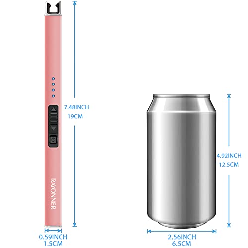 RAYONNER Candle Lighter Plasma Arc Lighters Windproof Flameless with USB Rechargeable Battery Double Safety Switch (1Pack, Rose Gold)