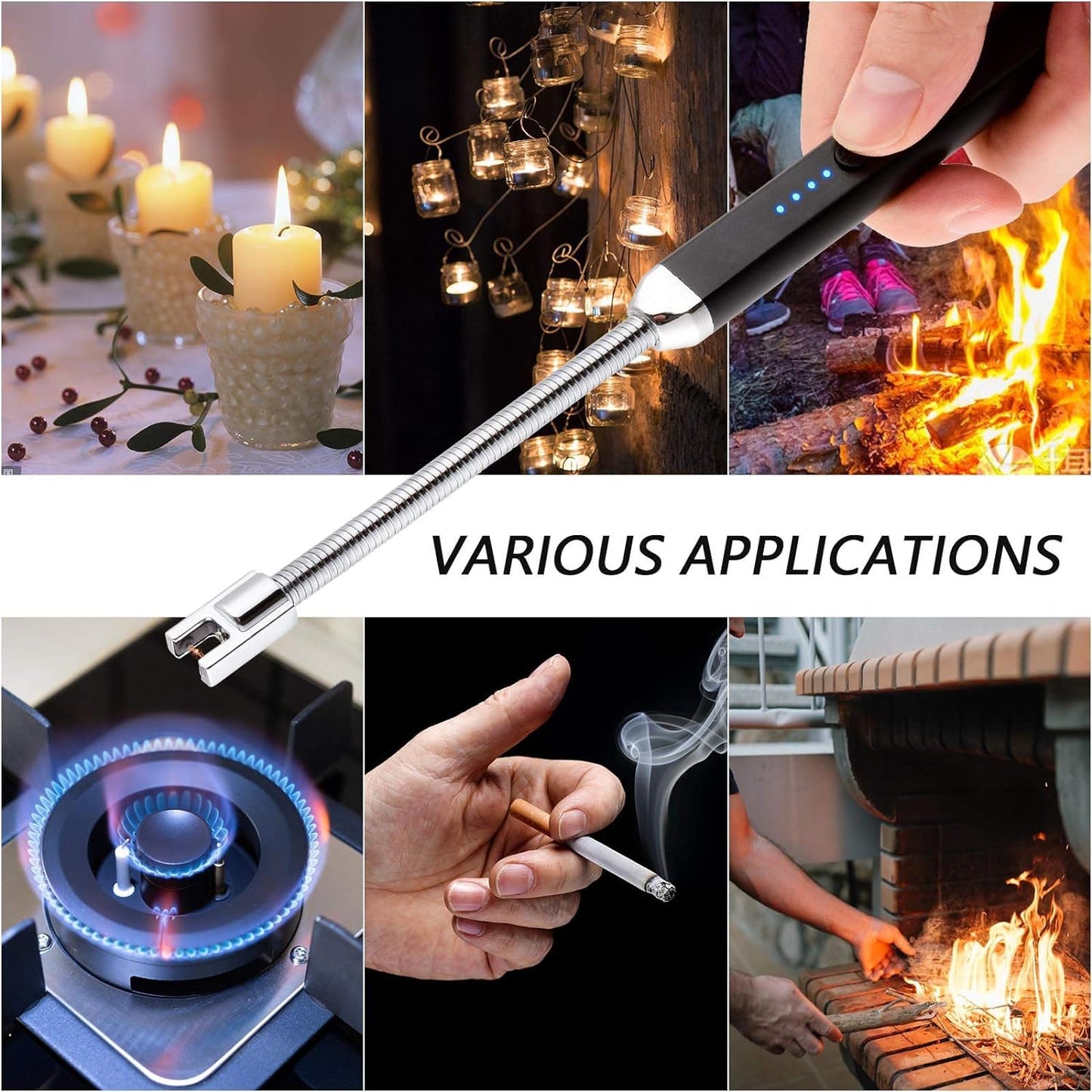 Electric Candle Lighter USB Arc Rechargeable Windproof Flameless Long Lighter, Birthday Gift for Women Men Mom Wife Sister Nana