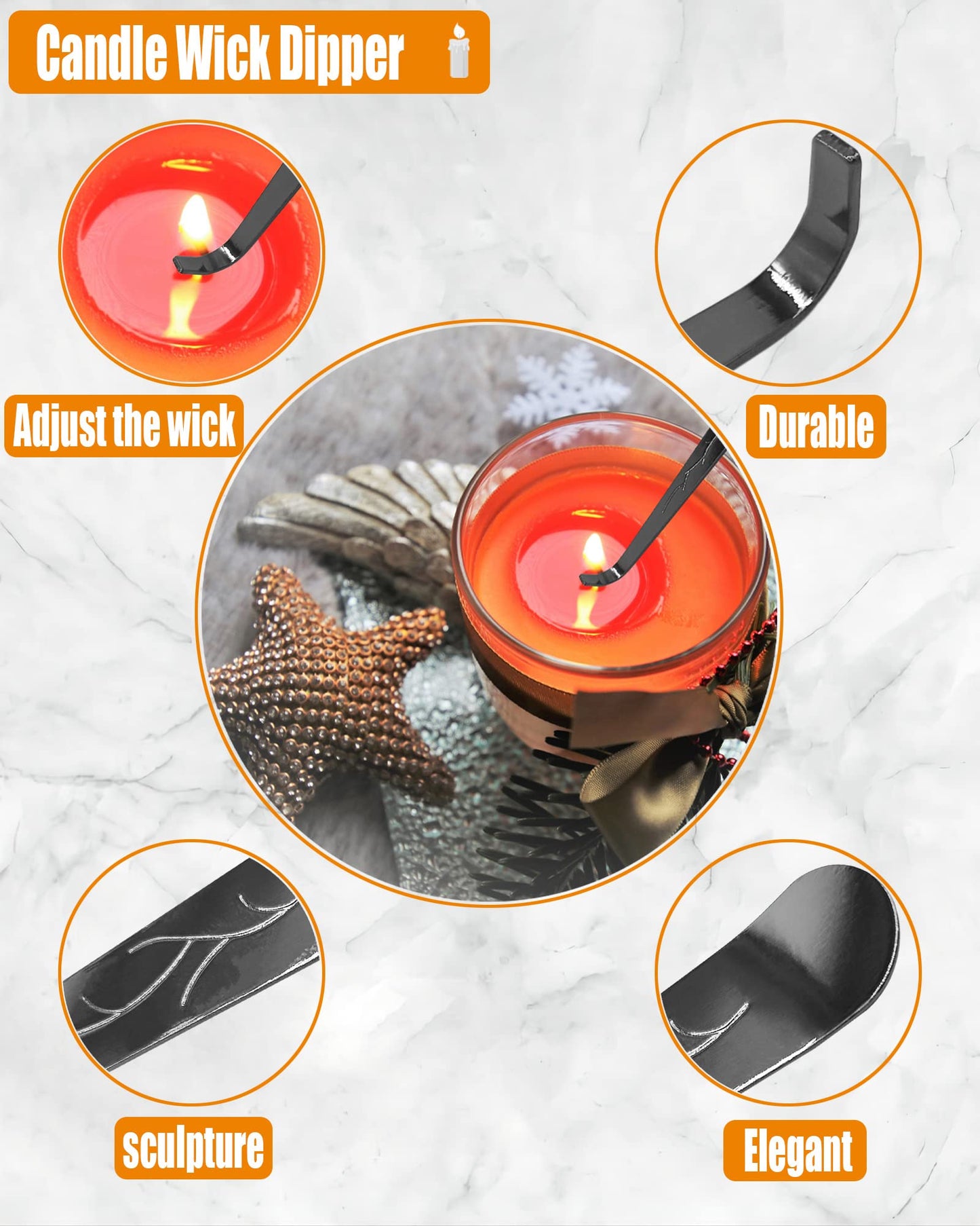 5 in1 Candle Accessory Set with Rechargeable Candle Lighter, Candle Wick Trimmer, Candle Wick Snuffer, Candle Wick Dipper, Storage Tray Plate, Candle Care Kit (Matte Black)