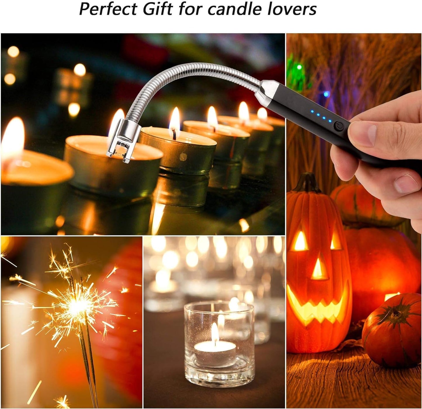 Electric Candle Lighter USB Arc Rechargeable Windproof Flameless Long Lighter, Birthday Gift for Women Men Mom Wife Sister Nana