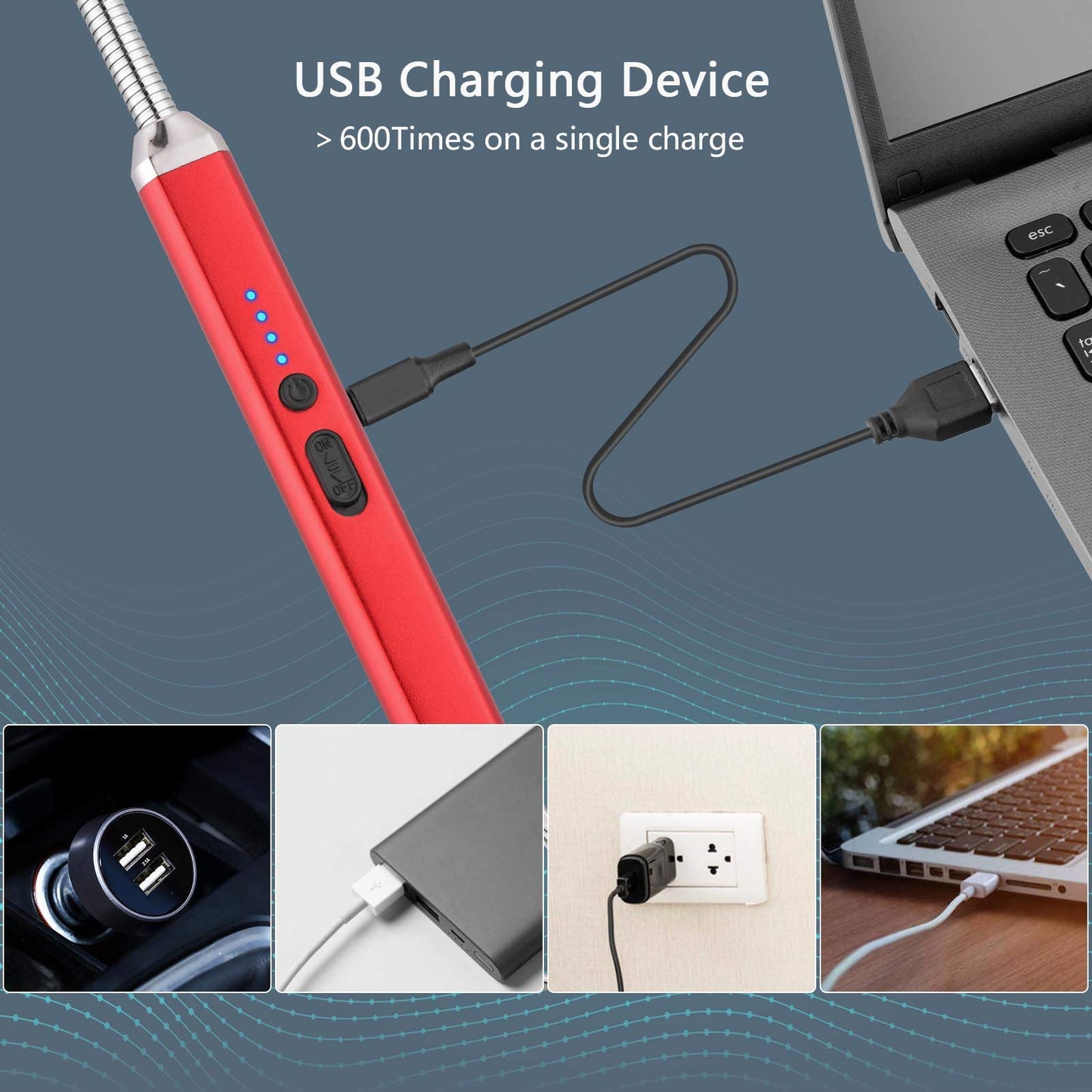 Electric Candle Lighter USB Arc Rechargeable Windproof Flameless Long Lighter, Birthday Gift for Women Men Mom Wife Sister Nana