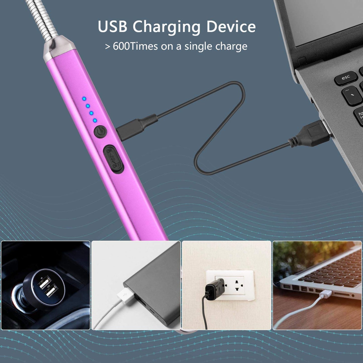 Electric Candle Lighter USB Arc Rechargeable Windproof Flameless Long Lighter, Birthday Gift for Women Men Mom Wife Sister Nana