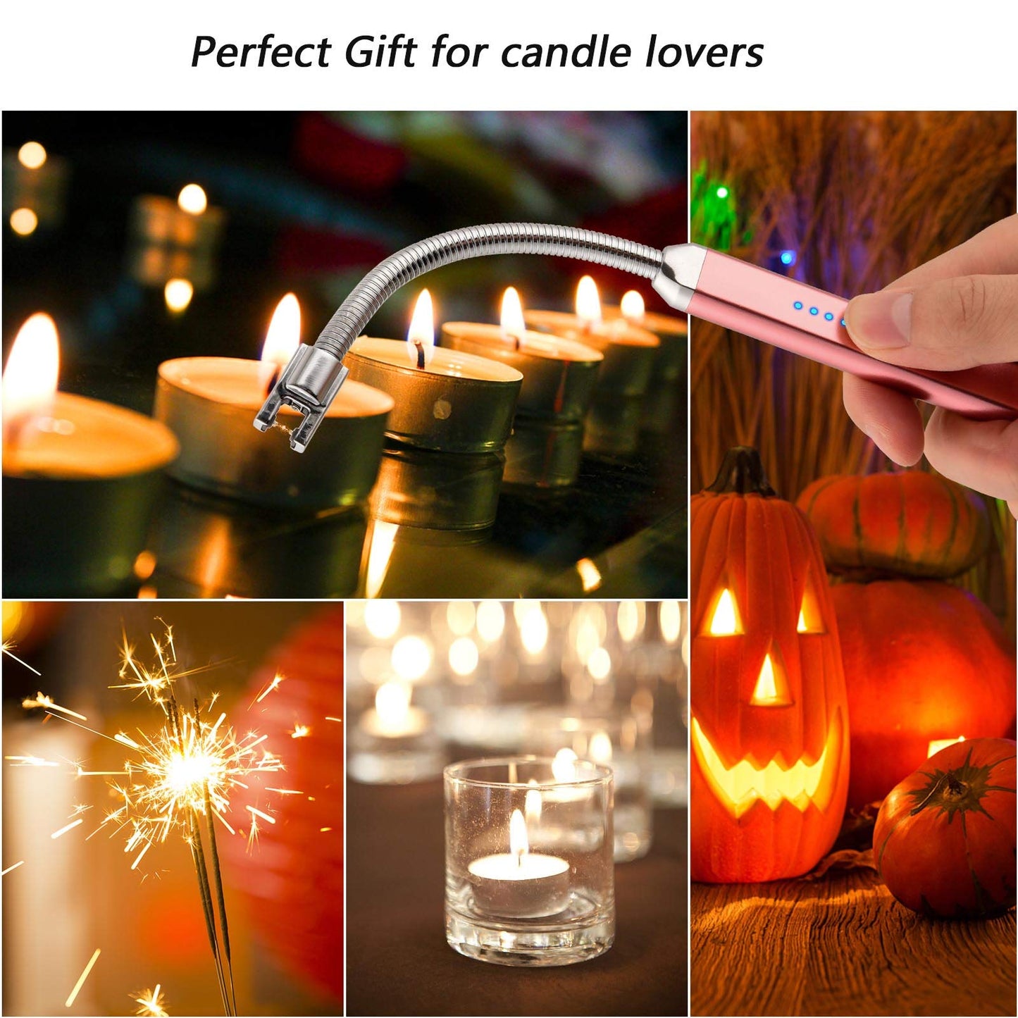 Electric Candle Lighter USB Arc Rechargeable Windproof Flameless Long Lighter, Birthday Gift for Women Men Mom Wife Sister Nana