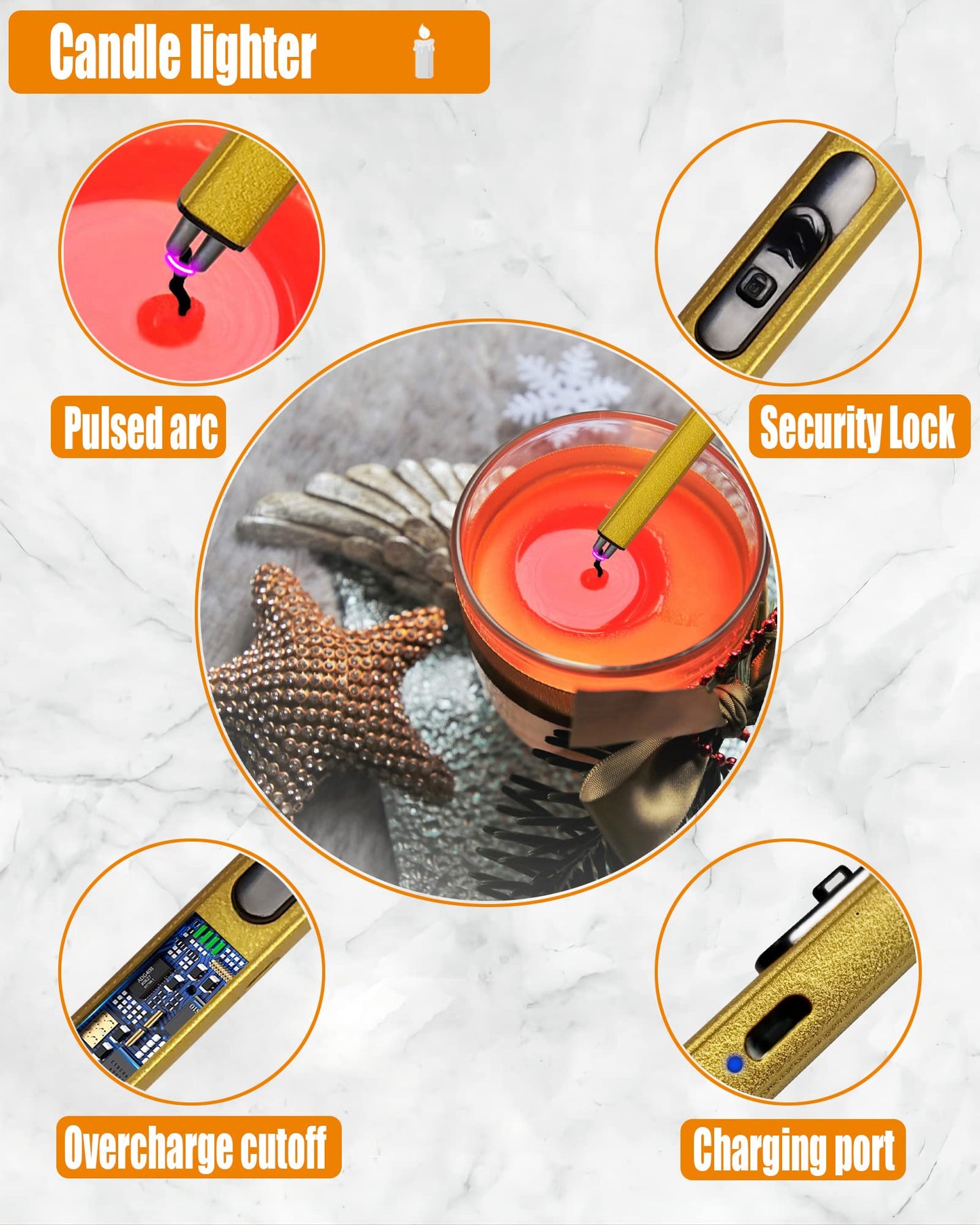 5 in1 Candle Accessory Set with Rechargeable Candle Lighter, Candle Wick Trimmer, Candle Wick Snuffer, Candle Wick Dipper, Storage Tray Plate, Candle Care Kit (Matte Black)