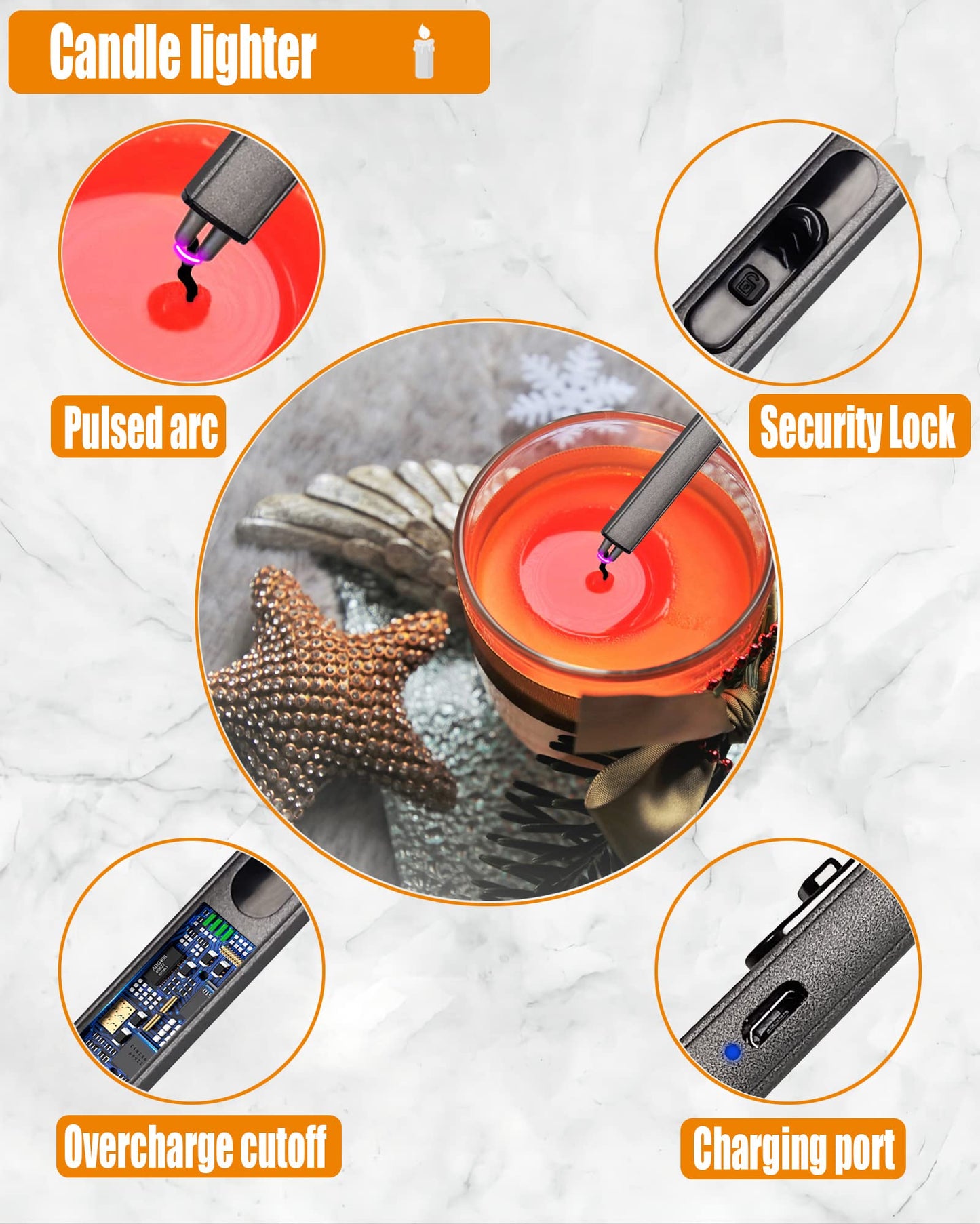 5 in1 Candle Accessory Set with Rechargeable Candle Lighter, Candle Wick Trimmer, Candle Wick Snuffer, Candle Wick Dipper, Storage Tray Plate, Candle Care Kit (Matte Black)