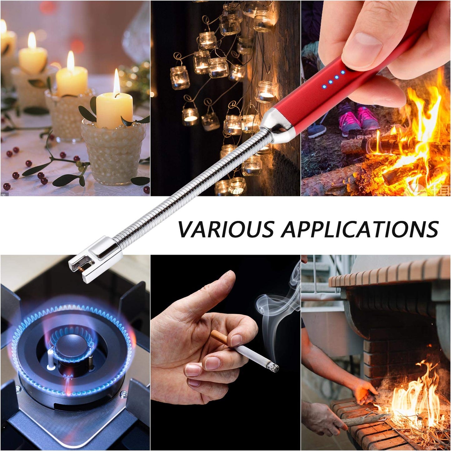 Electric Candle Lighter USB Arc Rechargeable Windproof Flameless Long Lighter, Birthday Gift for Women Men Mom Wife Sister Nana